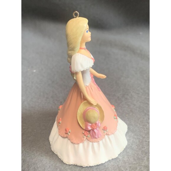 Vintage 1997 Barbie Ornament by Hallmark Springtime in Pink & White Dress 3rd - Picture 4 of 8